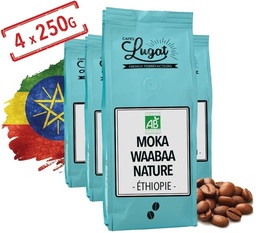 Organic coffee beans: Ethiopia - Moka Waabaa Nature - 1kg - Cafés Lugat