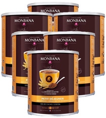 Monbana Petit Déjeuner Hot Chocolate Powder with Cereals - 6 x 500g