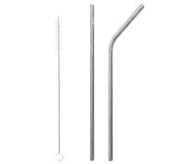 QWETCH set of reusable stainless steel straws with brush