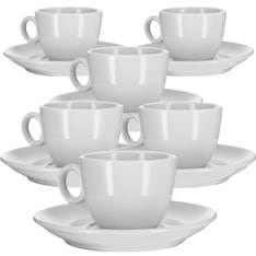 Ipa Industria Set of 6 Alba Lungo Cups and Saucers - 12cl