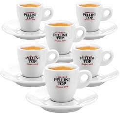 Pellini Top Set of 6 Porcelain Espresso Cups and Saucers - 6cl