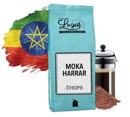Ground coffee for French press coffee makers: Ethiopia - Moka Harrar - 250g - Cafés Lugat
