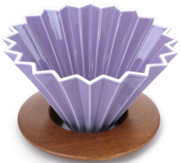 Origami Dripper M in Porcelain Purple Colour + Wooden Holder