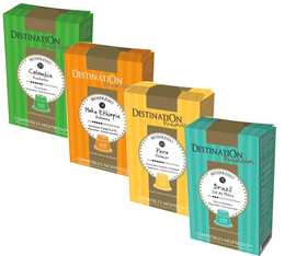 Single Origin Coffee Selection pack by Destination - 40 Biospresso capsules compatible with Nespresso