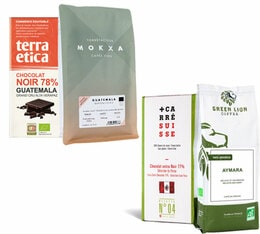 Origin gift pack: Organic coffee beans and chocolates - Guatemala and Peru