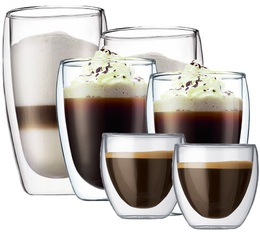 Selection of 6 'Pavina' double wall glasses - 8cl, 35cl and 45cl - Bodum