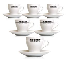 Rocket Espresso Set of 6 Flat White Cups and Saucers - 20cl