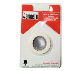Bialetti set of 3 joints + 1 filter for 2 cups stainless steel moka pot
