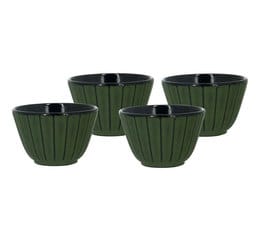 Set of 4 green cast iron cups - 12cl