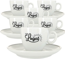 6 espresso cups and porcelain saucers - 80ml - Cafés Lugat
