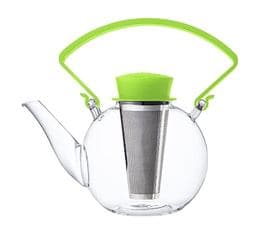QDO 'Tea 4 U' glass teapot with green handle & infuser - 1L