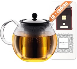 1.5L Assam stainless steel/glass tea press - Bodum + free box of Damman tea collection