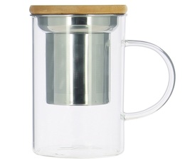 Glass mug with tea infuser and bamboo lid- 39cl - OGO Living