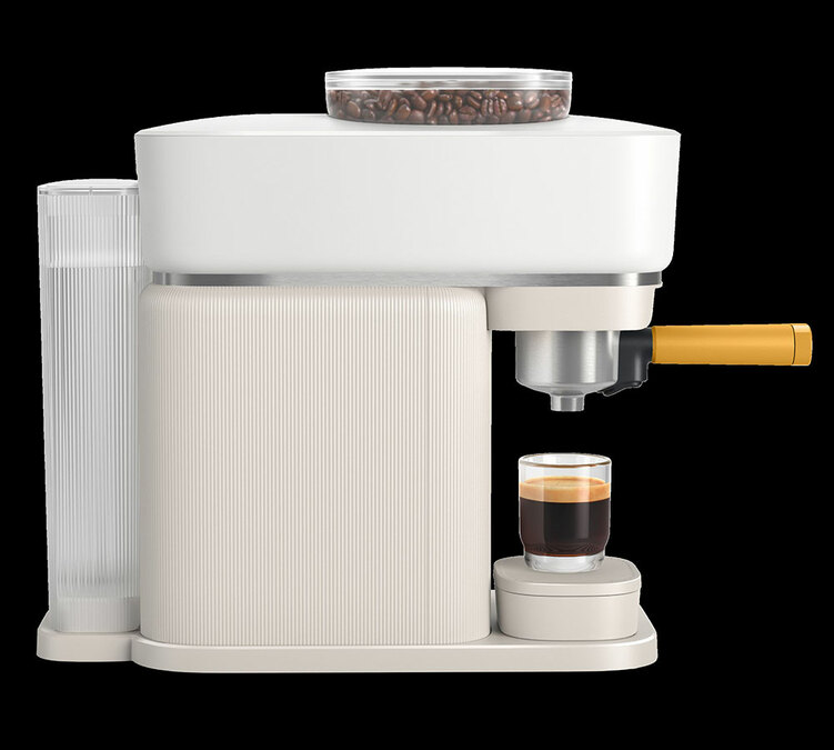 machine à café Philips Baristina blanche porte-filtre jaune