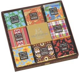 Coffret Collection 18 carrés de chocolat gamme Pays producteurs de café - Monbana