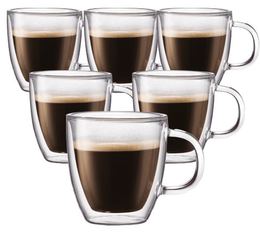 6x30cl double wall glass cups (with handle) - Bodum Bistro