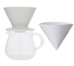Kit Dripper SCS-04-BR blanc + Carafe Kinto verre 600ml - Slow Coffee - Kinto