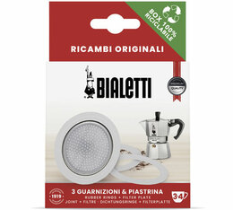 Set of 3 Bialetti joints + 1 filter for 3 to 4 cups aluminium moka pot