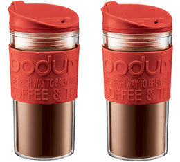 Lot de 2 Travel Mugs double paroi plastique 35 cl - Rouge - Bodum