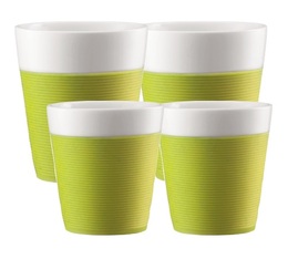Lot de 4 tasses Bistro en porcelaine avec bande silicone verte (17cl + 30cl) - Bodum
