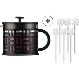 Théière à Piston Eileen Tea Press 1.5l noire + 6 cuillères à café transparentes - Bodum