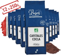 Café bio moulu universel : Pérou - Cafetales Cocla - 12 x 250g - Cafés Lugat