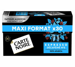 30 Capsules compatibles Nespresso®- Espresso Décafénié - CARTE NOIRE