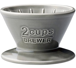 Dripper KINTO SCS-02-BR conique porcelaine gris 2 tasses