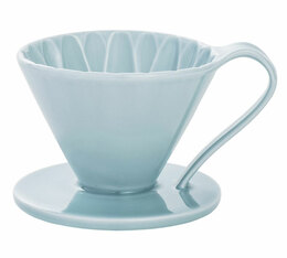 Dripper CAFEC Arita Flower bleu en porcelaine pour une tasse