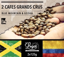 Lot de 2 cafés Grands Crus (mouture filtre) : Geisha/Blue Mountain - 2x125g - Cafés Lugat