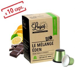 Cafés Lugat Le Mélange Eden Bio x10 capsules compatibles Nespresso