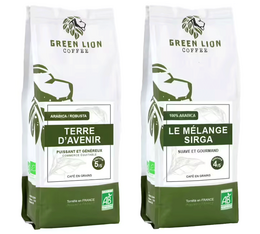 Pack 500 g café en grain bio Terre d'avenir et Mélange Sirga - GREEN LION COFFEE