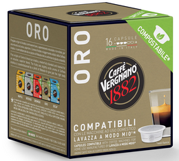 16 Capsules compostables compatibles A Modo Mio Lavazza Oro - CAFFE VERGNANO