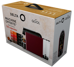 Offre spéciale : Machine à café capsules DELTA Q Mini Qool Rouge + 120 capsules