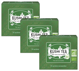 Pack Thé vert à la menthe bio - 3 x 20 sachets - KUSMI TEA