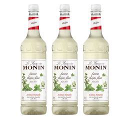 Sirop saveur Mojito Mint (sans alcool) pour professionnel - Bouteille plastique 3 X 1 L - MONIN