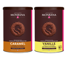 Pack Chocolat en poudre aromatisé Vanille et Caramel 2x250g - Monbana