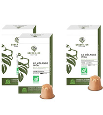 Offre Spéciale 2+1 - 30 Capsules Bio Le mélange Inca 3x10 - compatibles Nespresso® - GREEN LION COFFEE