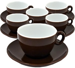 6 tasses et sous-tasses en porcelaine Inker marrons de 16 cl pour cappuccino