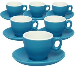 6 Tasses et sous-tasses en porcelaine bleues Inker de 7 cl pour espresso