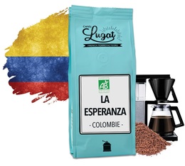 Café moulu bio pour cafetière filtre : Colombie - La Esperanza - 250g - Cafés Lugat