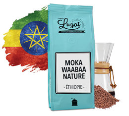 Café moulu bio pour cafetière Hario/Chemex : Ethiopie - Moka Waabaa Nature - 250g - Cafés Lugat