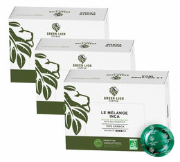 150 dosettes compatibles Nespresso® pro Le Mélange Inca Office Pads Bio - GREEN LION COFFEE 