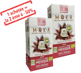 1 achetée = 2 ème à - 50%  20 Capsules Mexique Biodégradable compatibles Nespresso® - Moka