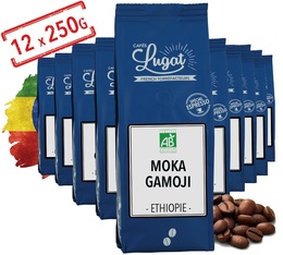 Café en grains bio : Ethiopie - Gamoji - 12 x 250g - Cafés Lugat
