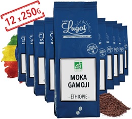 Café bio moulu universel  : Ethiopie - Moka Gamoji - 12 x 250g - Cafés Lugat