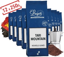 Café moulu pour cafetière italienne : Papouasie Nouvelle-Guinée - Tari Mountain - 12x250g - Cafés Lugat