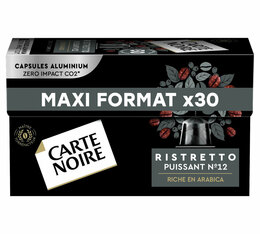 30 Capsules compatibles Nespresso® - Ristretto Puissant N°12 - CARTE NOIRE