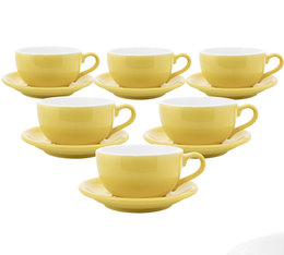 6 Tasses et sous tasses jaune - 19 cl - Latte Bowl Origami 