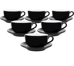 Tasses - ORIGAMI - tasses et sous tasses Latte Bowl noir 25cl x6